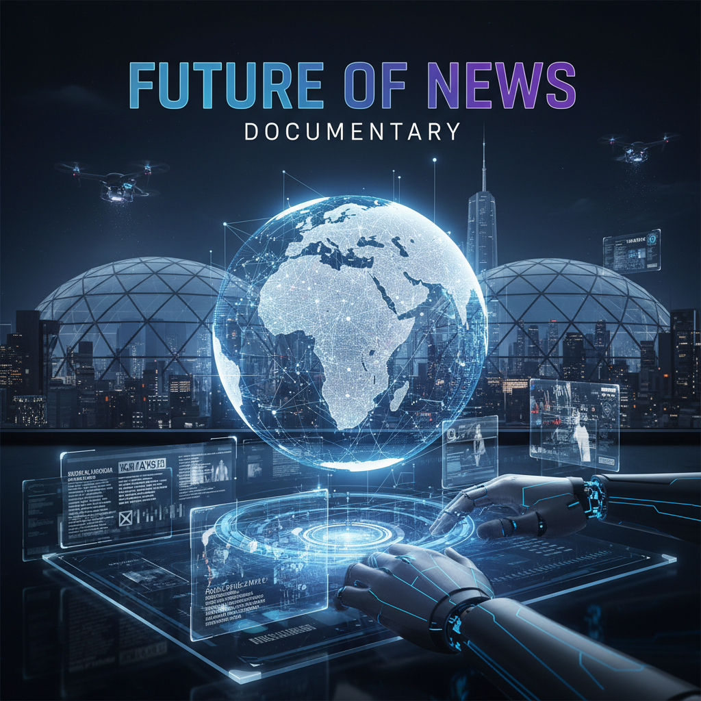 AI robot and human hand touching digital interface in futuristic setting