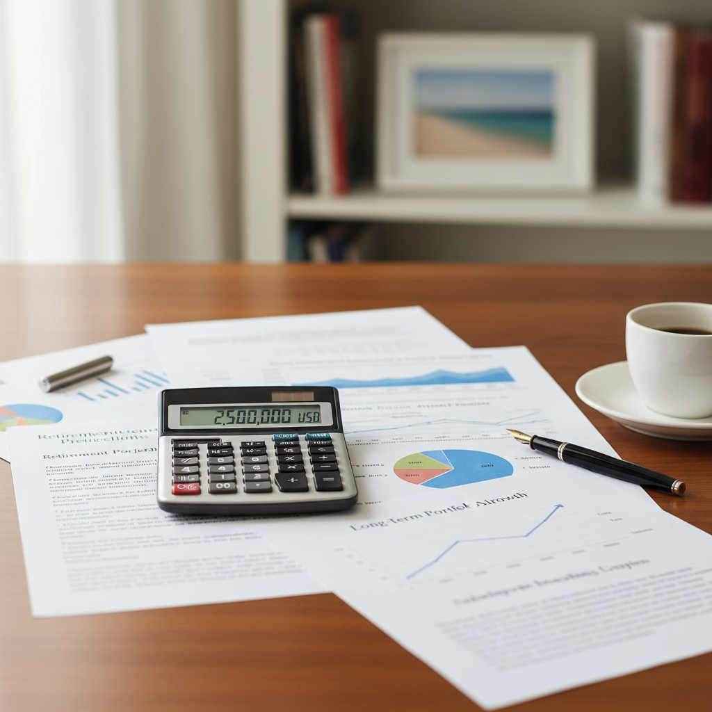 Retirement planning documents with pension fund charts