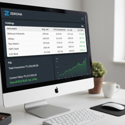 Zerodha portfolio dashboard showing holdings and P&L