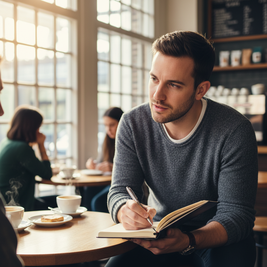 Entrepreneur validating business idea with customer interviews and market research