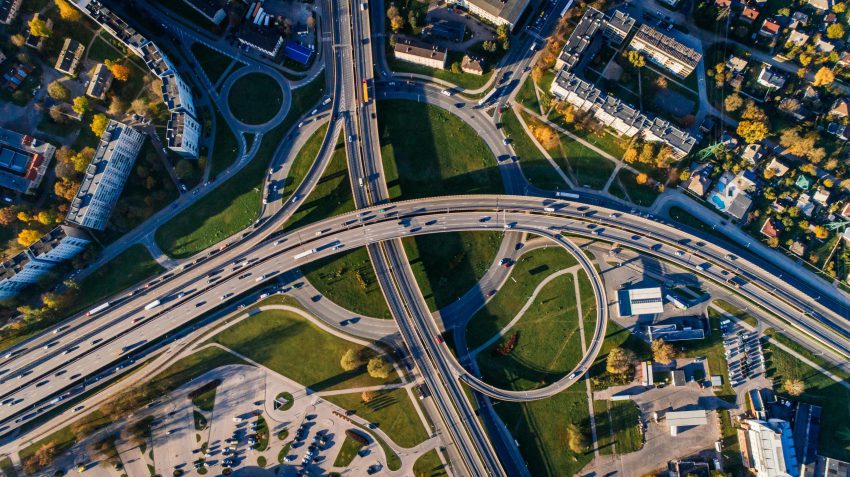 Aerial photo of buildings and roads