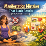 Manifestation mistakes that block results with a glowing seed and calming energy lines illustration