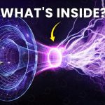 A glowing accretion ring circling a dark black hole shadow in deep space with scattered stars.