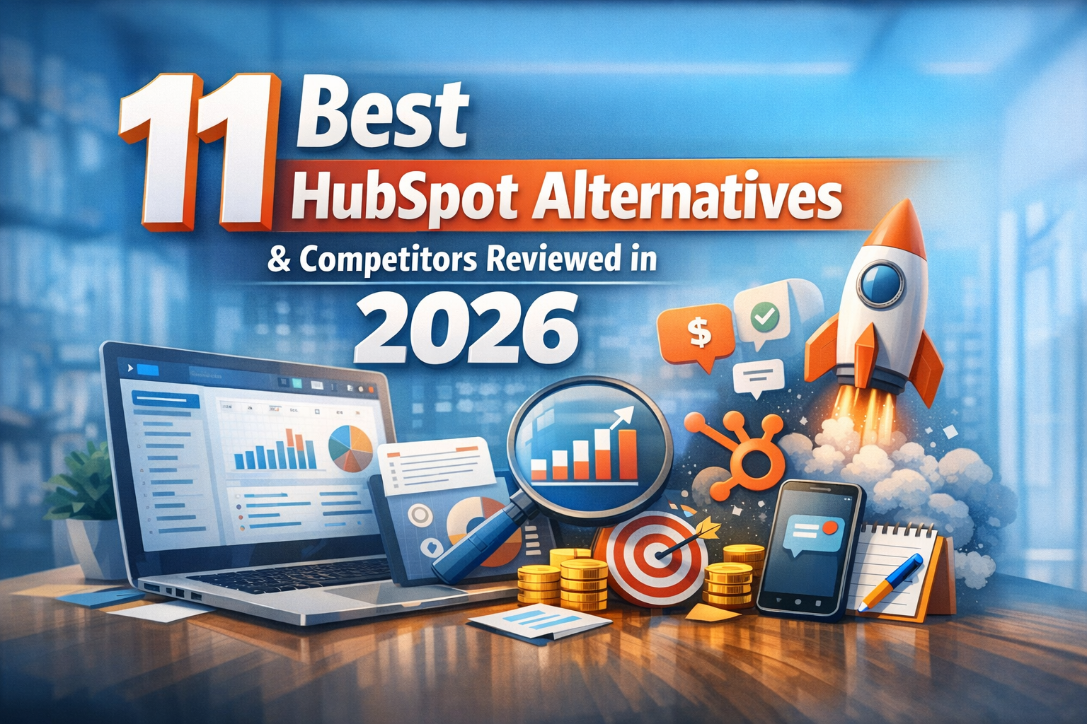 11 Best HubSpot Alternatives and Competitors Reviewed in 2026 – CRM comparison graphic