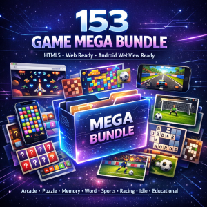 153 HTML5 Game Mega Bundle | Web + Android WebView Ready Casual Games Pack | Browser Game Templates