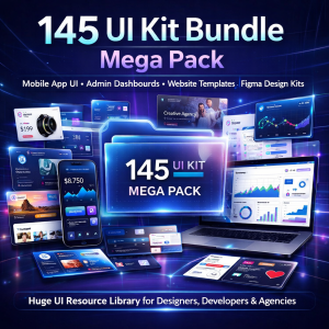 145 UI Kit Bundle Mega Pack | Figma UI Kits, Mobile App UI, Admin Dashboard, Website Templates, Ux Design Bundle