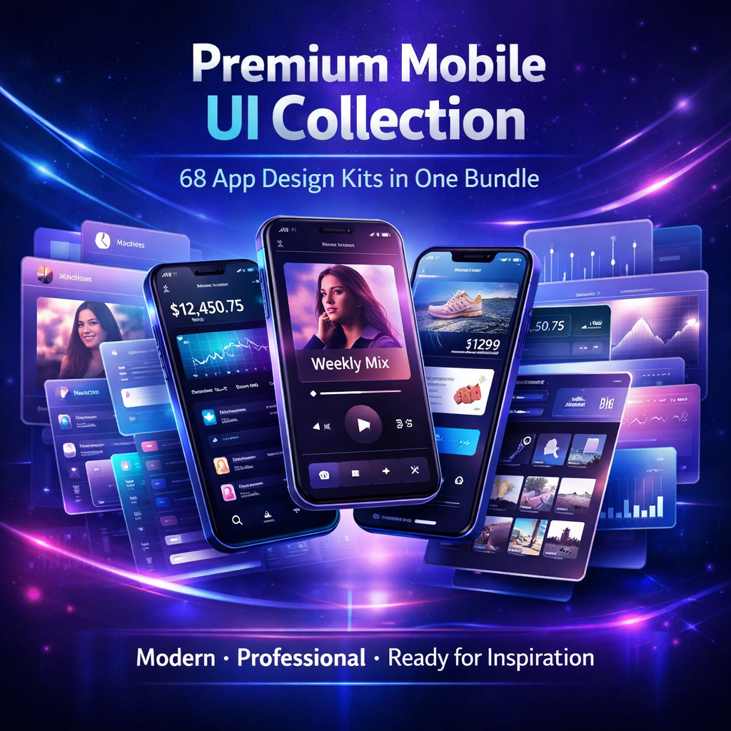 68 Mobile App UI/UX Kit Bundle, Mobile App Design Templates, UI Kit Pack for Booking, Finance, Ecommerce, Fitness, Travel , Digital Download - Image 10