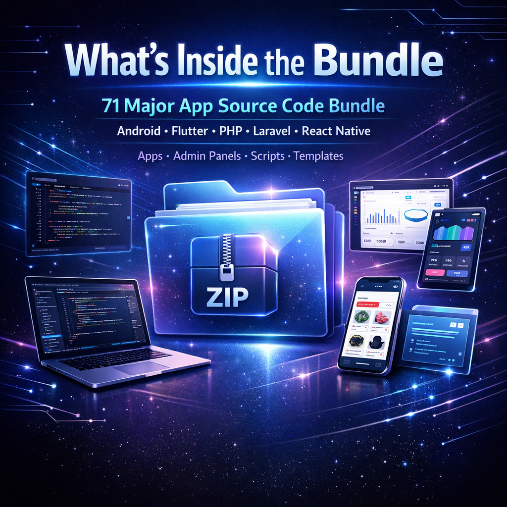 71 Major App Source Code Bundle | Android, Flutter, PHP, Laravel & React Native Projects with Admin Panels - Image 2