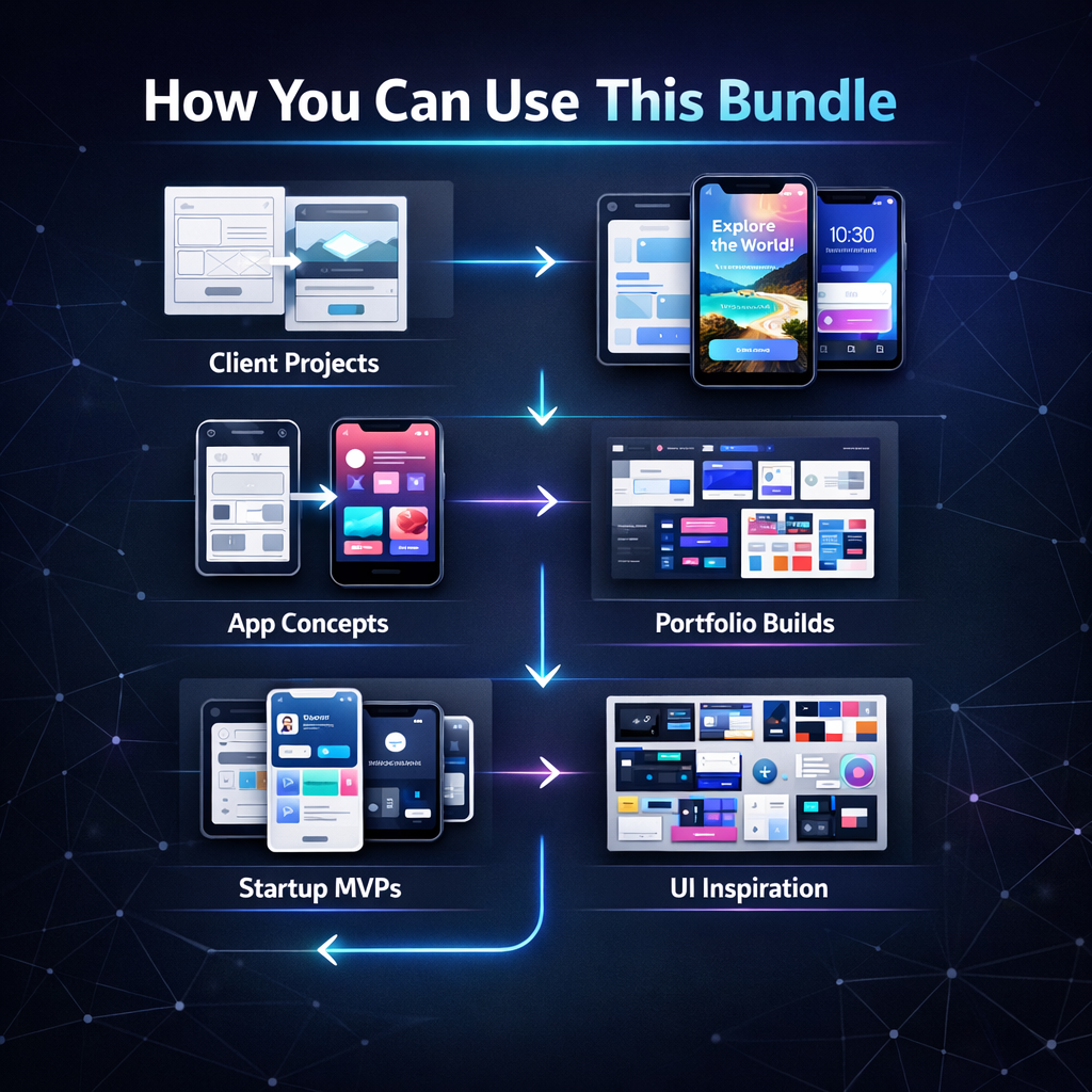 68 Mobile App UI/UX Kit Bundle, Mobile App Design Templates, UI Kit Pack for Booking, Finance, Ecommerce, Fitness, Travel , Digital Download - Image 9